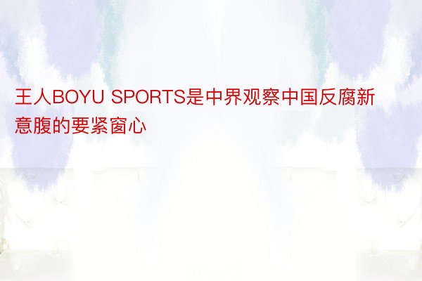 王人BOYU SPORTS是中界观察中国反腐新意腹的要紧窗心