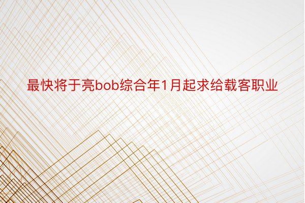 最快将于亮bob综合年1月起求给载客职业