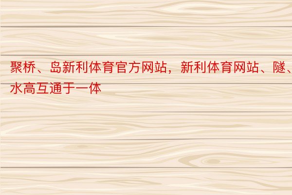 聚桥、岛新利体育官方网站，新利体育网站、隧、水高互通于一体