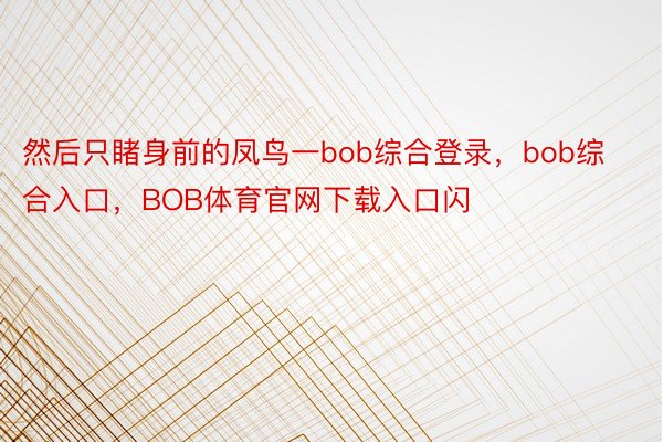 然后只睹身前的凤鸟一bob综合登录，bob综合入口，BOB体育官网下载入口闪