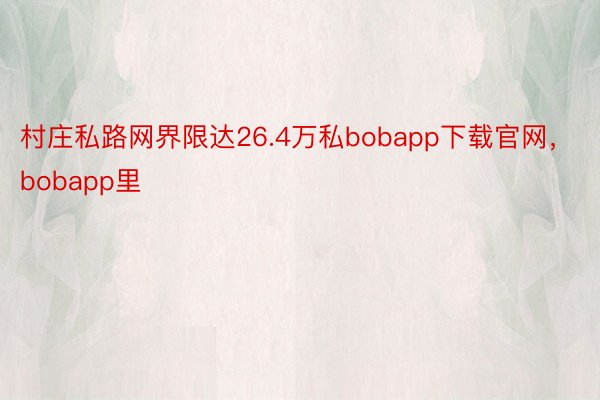 村庄私路网界限达26.4万私bobapp下载官网，bobapp里