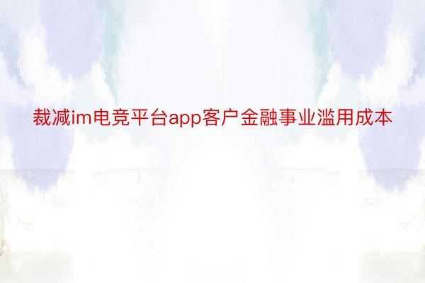 裁减im电竞平台app客户金融事业滥用成本