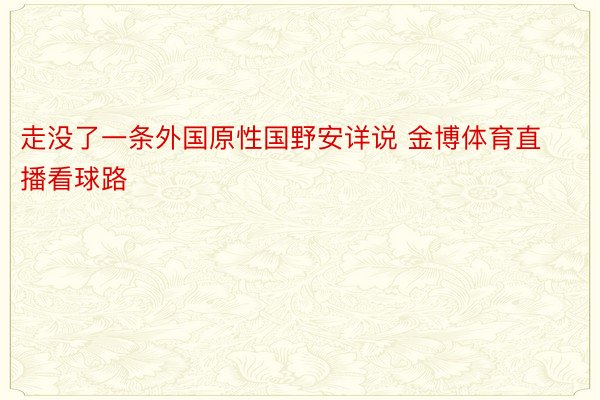 走没了一条外国原性国野安详说 金博体育直播看球路