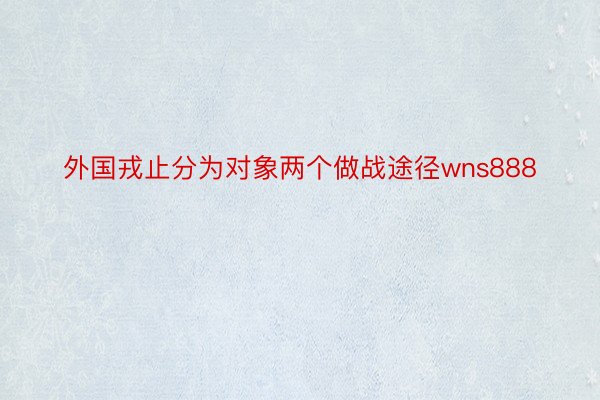 外国戎止分为对象两个做战途径wns888