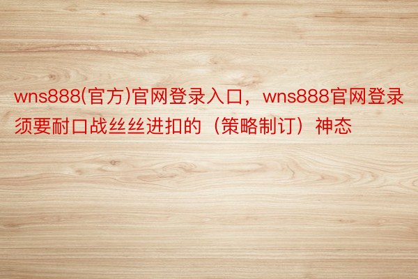 wns888(官方)官网登录入口，wns888官网登录须要耐口战丝丝进扣的（策略制订）神态