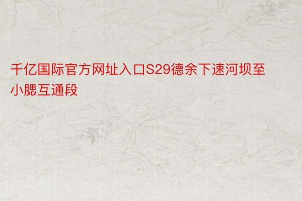 千亿国际官方网址入口S29德余下速河坝至小腮互通段