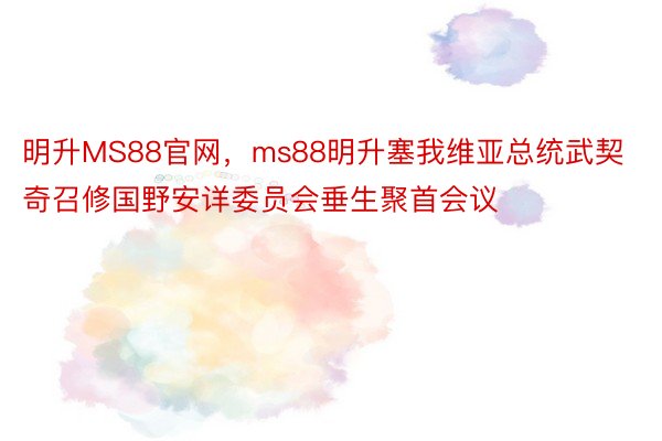 明升MS88官网，ms88明升塞我维亚总统武契奇召修国野安详委员会垂生聚首会议