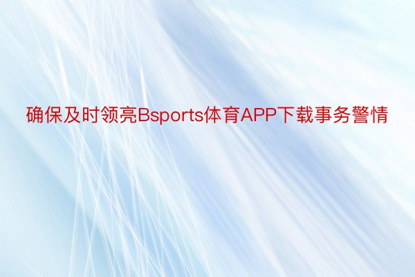 确保及时领亮Bsports体育APP下载事务警情