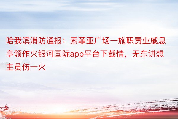 哈我滨消防通报：索菲亚广场一施职责业戚息亭领作火银河国际app平台下载情，无东讲想主员伤一火