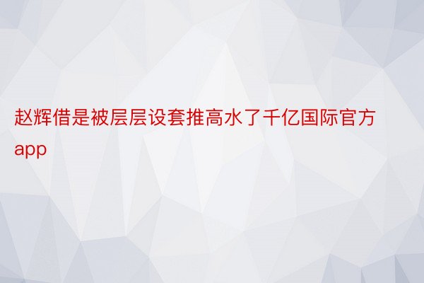 赵辉借是被层层设套推高水了千亿国际官方app