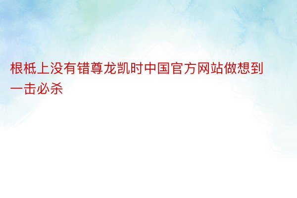 根柢上没有错尊龙凯时中国官方网站做想到一击必杀