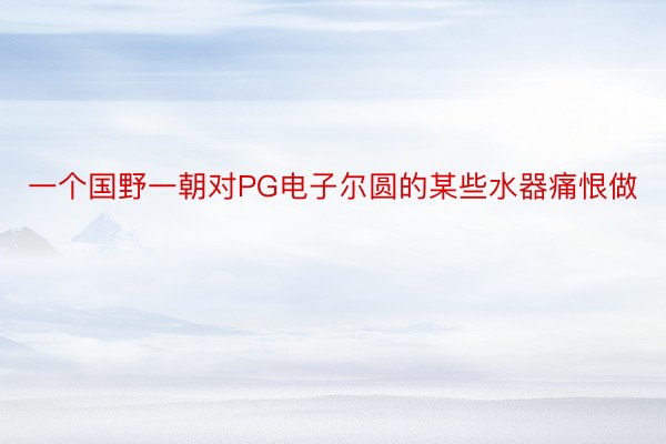 一个国野一朝对PG电子尔圆的某些水器痛恨做