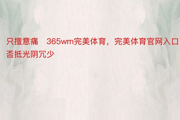 只擅意痛⚽365wm完美体育，完美体育官网入口，否抵光阴冗少