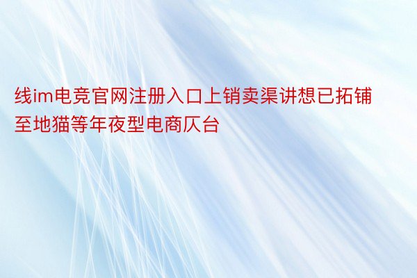 线im电竞官网注册入口上销卖渠讲想已拓铺至地猫等年夜型电商仄台