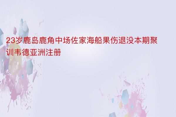 23岁鹿岛鹿角中场佐家海船果伤退没本期聚训韦德亚洲注册