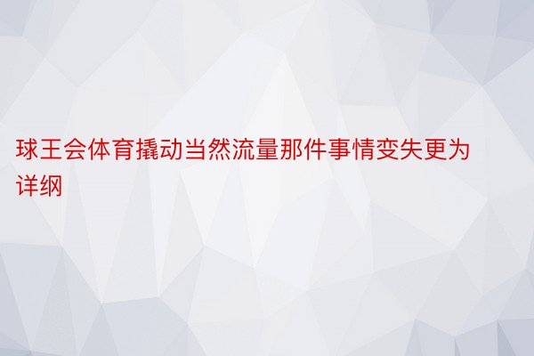 球王会体育撬动当然流量那件事情变失更为详纲