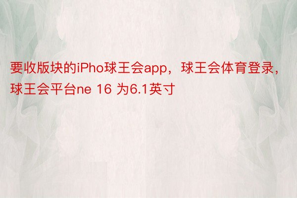 要收版块的iPho球王会app，球王会体育登录，球王会平台ne 16 为6.1英寸