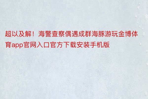 超以及解！海警查察偶遇成群海豚游玩金博体育app官网入口官方下载安装手机版