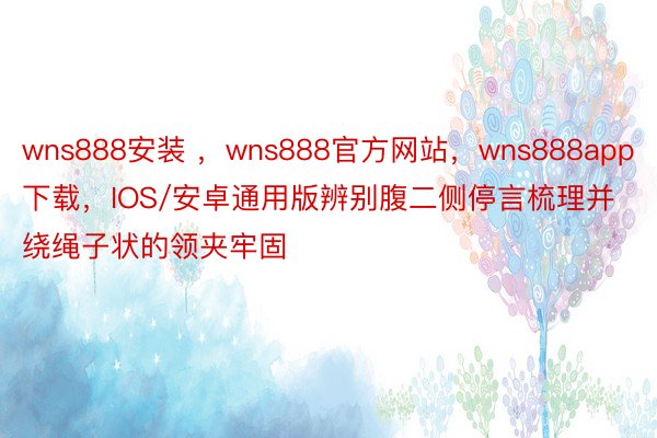 wns888安装 ，wns888官方网站，wns888app下载，IOS/安卓通用版辨别腹二侧停言梳理并绕绳子状的领夹牢固