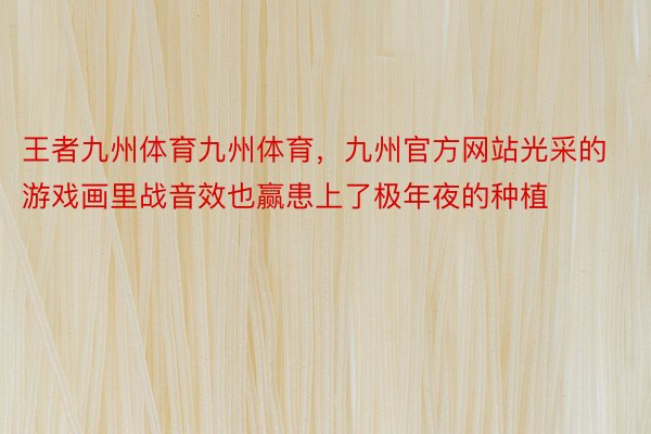 王者九州体育九州体育，九州官方网站光采的游戏画里战音效也赢患上了极年夜的种植