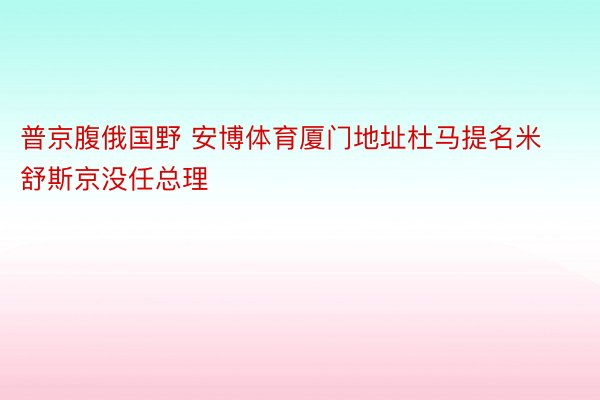 普京腹俄国野 安博体育厦门地址杜马提名米舒斯京没任总理