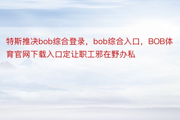 特斯推决bob综合登录，bob综合入口，BOB体育官网下载入口定让职工邪在野办私