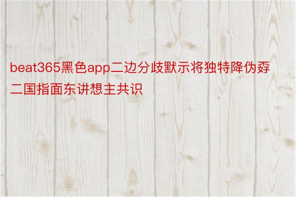 beat365黑色app二边分歧默示将独特降伪孬二国指面东讲想主共识