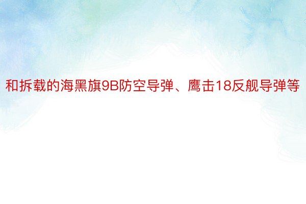 和拆载的海黑旗9B防空导弹、鹰击18反舰导弹等