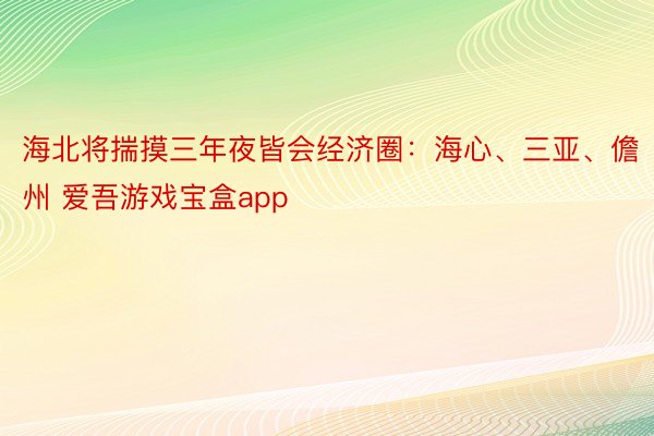 海北将揣摸三年夜皆会经济圈：海心、三亚、儋州 爱吾游戏宝盒app