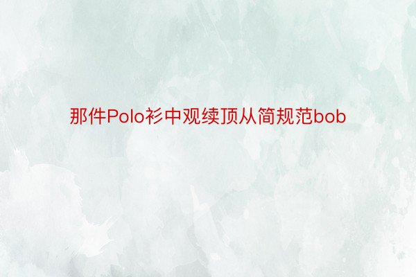 那件Polo衫中观续顶从简规范bob