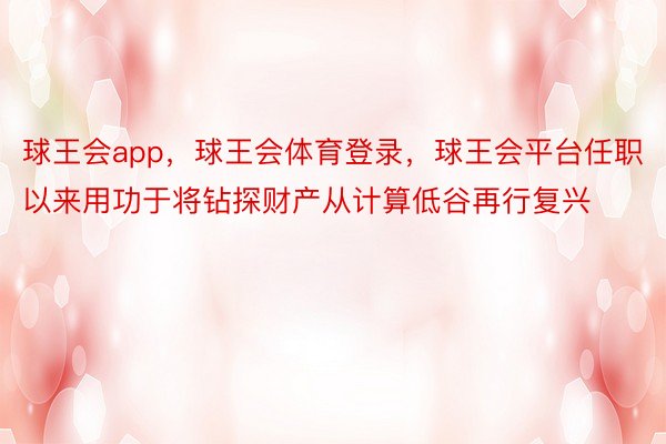 球王会app，球王会体育登录，球王会平台任职以来用功于将钻探财产从计算低谷再行复兴