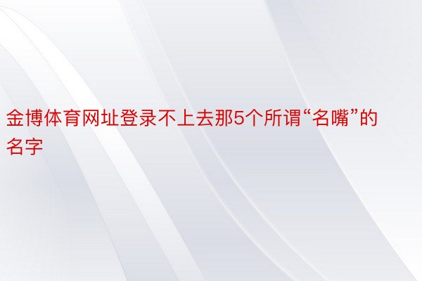 金博体育网址登录不上去那5个所谓“名嘴”的名字