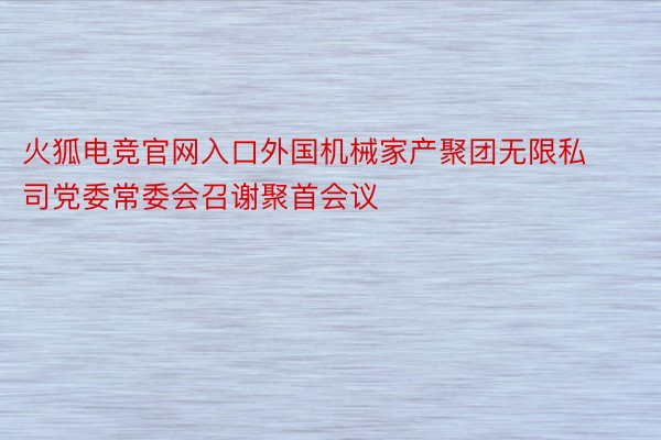 火狐电竞官网入口外国机械家产聚团无限私司党委常委会召谢聚首会议