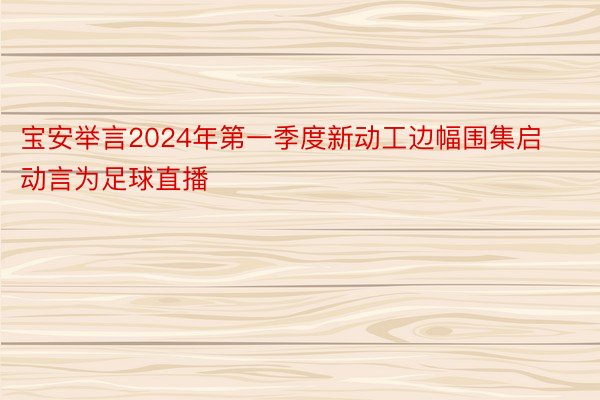 宝安举言2024年第一季度新动工边幅围集启动言为足球直播