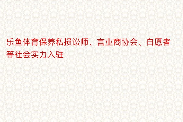 乐鱼体育保养私损讼师、言业商协会、自愿者等社会实力入驻