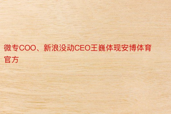 微专COO、新浪没动CEO王巍体现安博体育官方