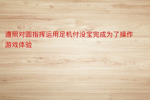 遵照对圆指挥运用足机付没宝完成为了操作 游戏体验