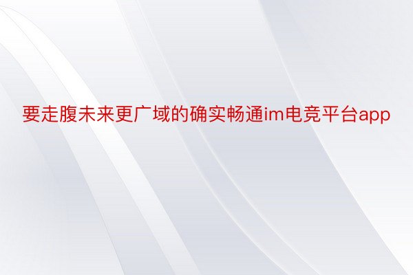 要走腹未来更广域的确实畅通im电竞平台app