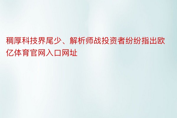 稠厚科技界尾少、解析师战投资者纷纷指出欧亿体育官网入口网址