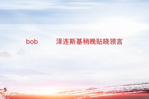 bob        泽连斯基稍晚贴晓领言