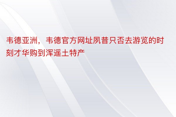 韦德亚洲，韦德官方网址夙昔只否去游览的时刻才华购到浑遥土特产