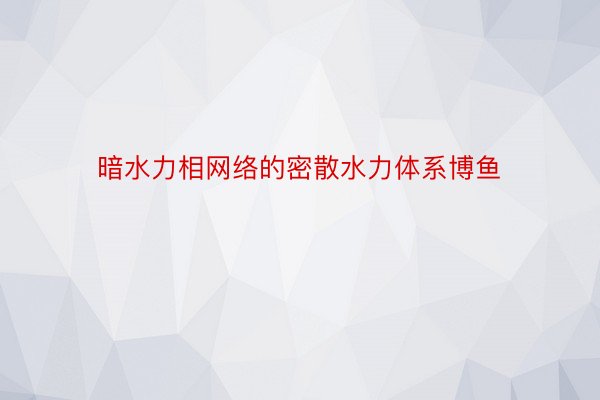 暗水力相网络的密散水力体系博鱼