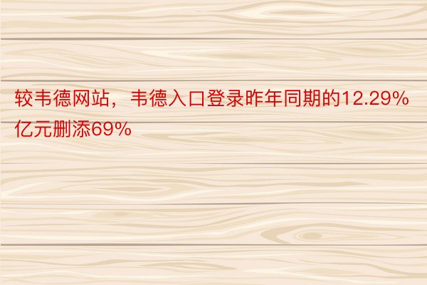 较韦德网站，韦德入口登录昨年同期的12.29%亿元删添69%