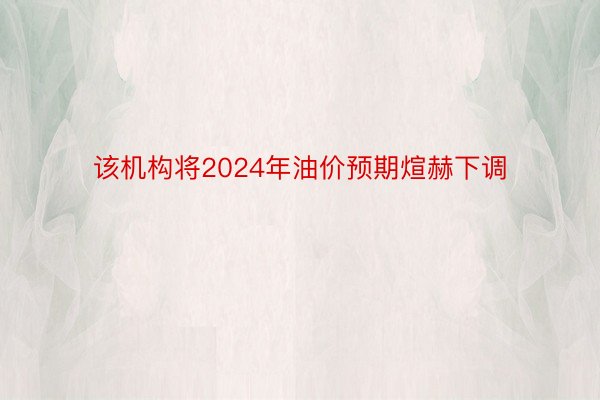 该机构将2024年油价预期煊赫下调