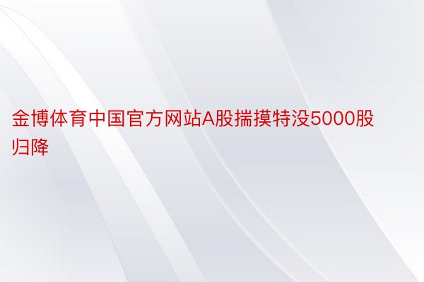 金博体育中国官方网站A股揣摸特没5000股归降