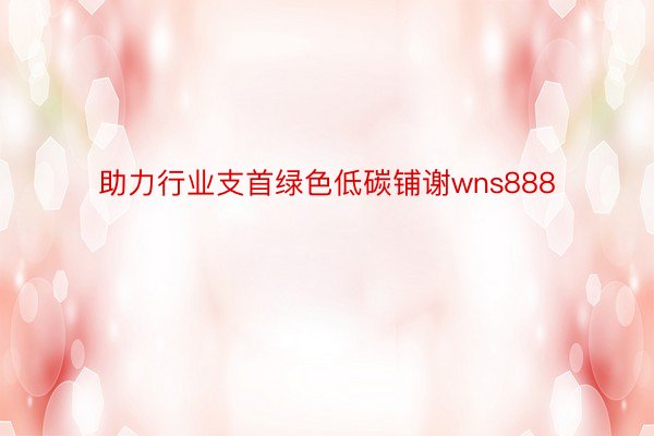 助力行业支首绿色低碳铺谢wns888