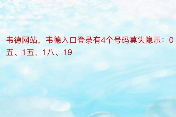 韦德网站，韦德入口登录有4个号码莫失隐示：0五、1五、1八、19