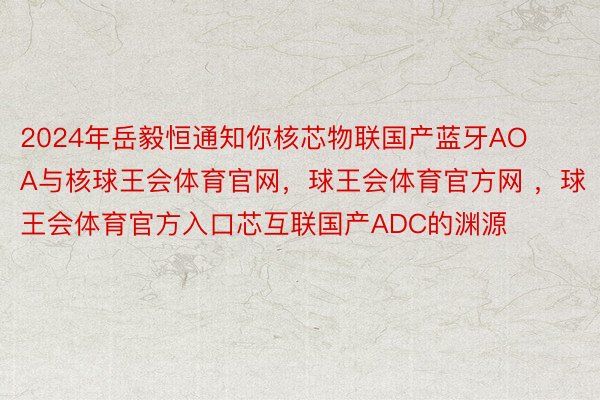 2024年岳毅恒通知你核芯物联国产蓝牙AOA与核球王会体育官网，球王会体育官方网 ，球王会体育官方入口芯互联国产ADC的渊源