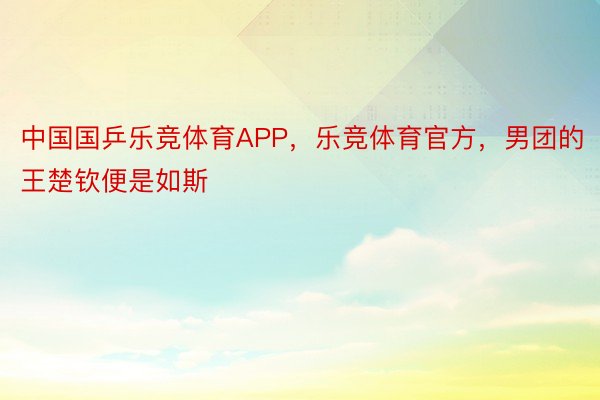 中国国乒乐竞体育APP，乐竞体育官方，男团的王楚钦便是如斯