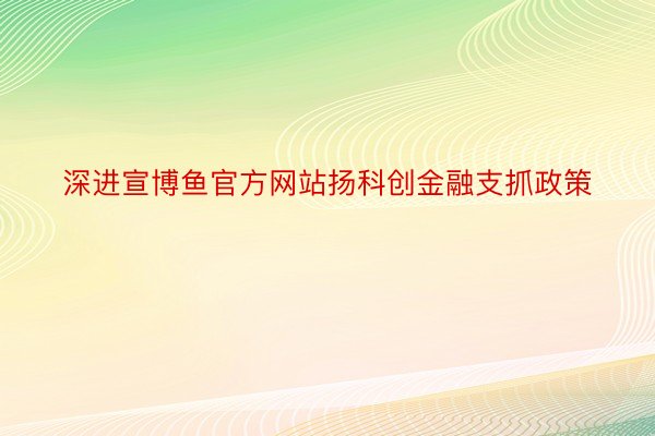 深进宣博鱼官方网站扬科创金融支抓政策